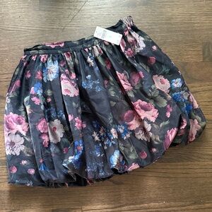 Anthropologie Black Floral A-Line Skirt